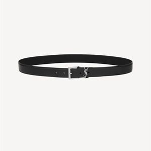 SAINT LAURENT CASSANDRE VADIM BELT IN BLACK SMOOTH LEATHER